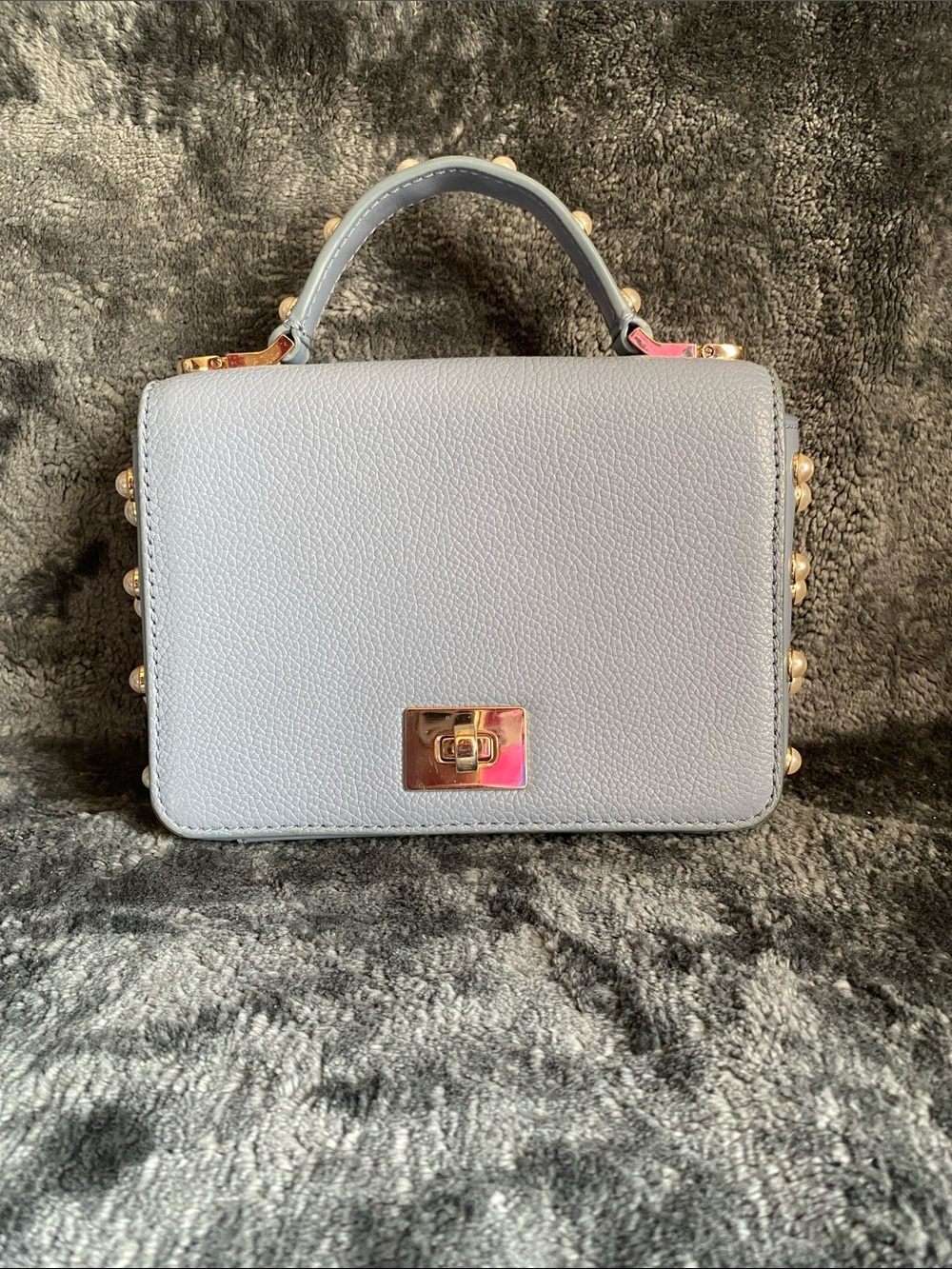 kate spade Structured Top-Handle Bag in Light Blue and Pearl Details